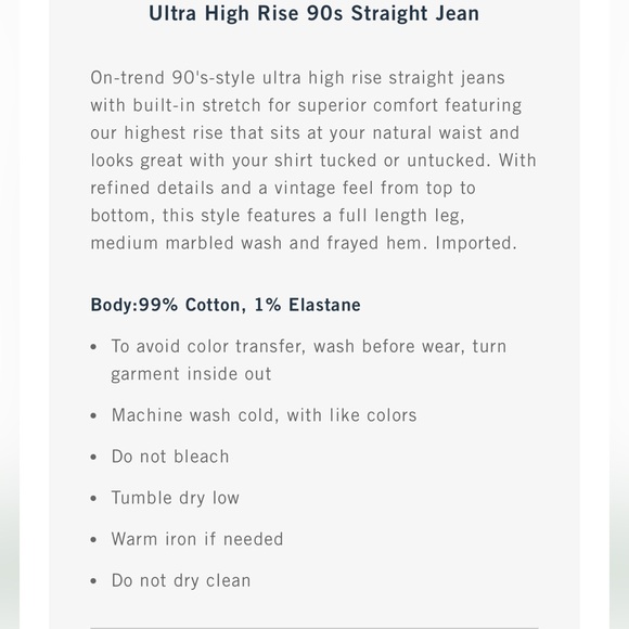 NWT Abercrombie & Fitch Ultra High Rise 90s Straight Jeans size 34 / 18 Short - Picture 7 of 10